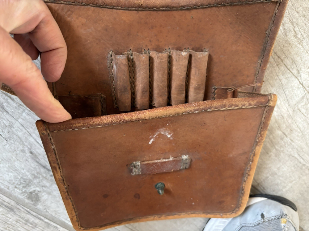 WWII Japanese Army Brown Leather Map Case with Strap