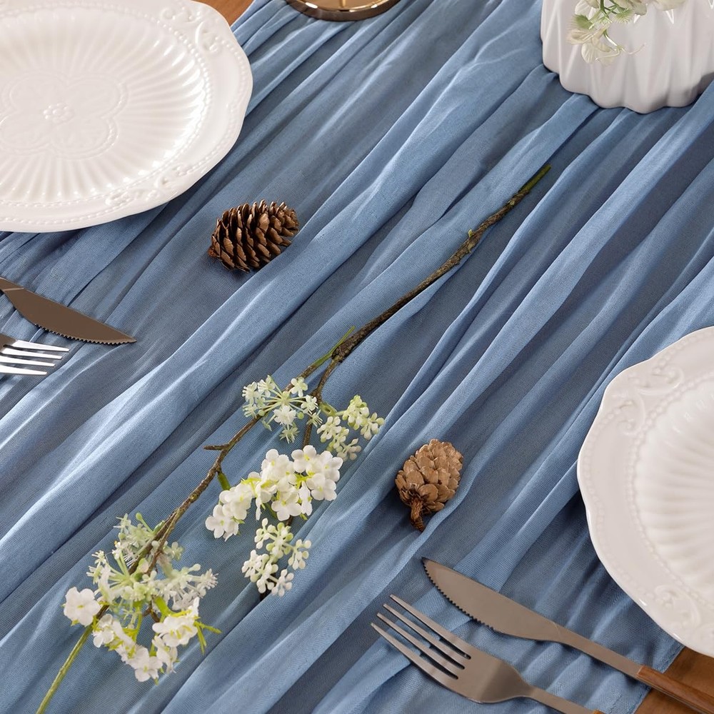 Dusty Blue Table Runner Cheesecloth Table Runner 10 Pack 10FT Rustic Spring T...