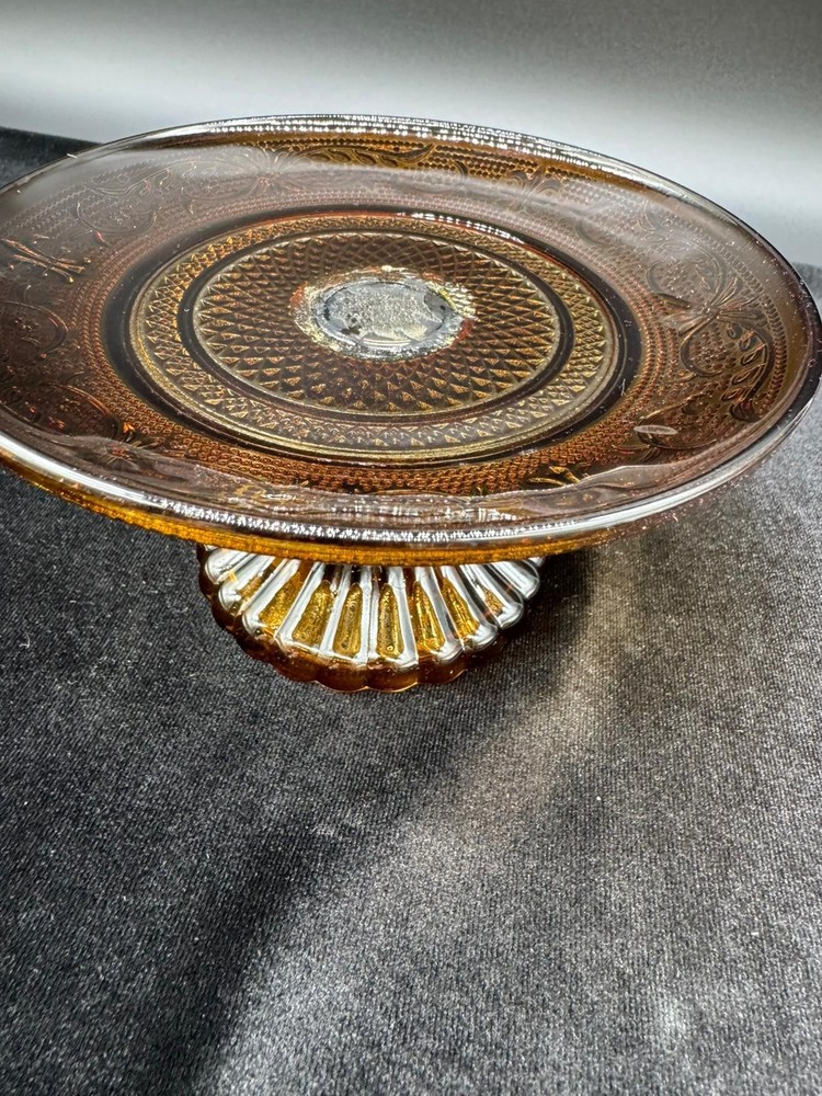 Vintage Amber Glass Cake Stand