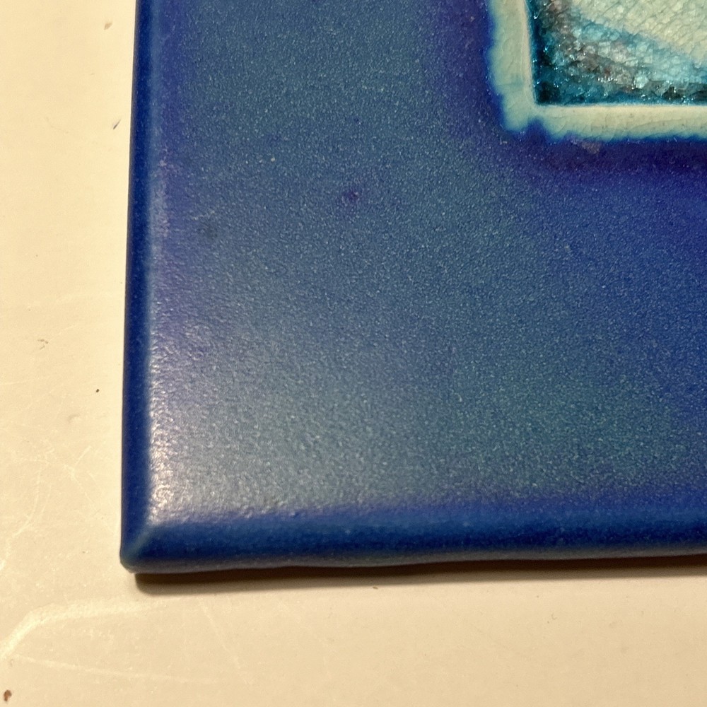 Michael Cohen Pottery Tile Trivet Cobalt Blue Shell 2002 Wall Art