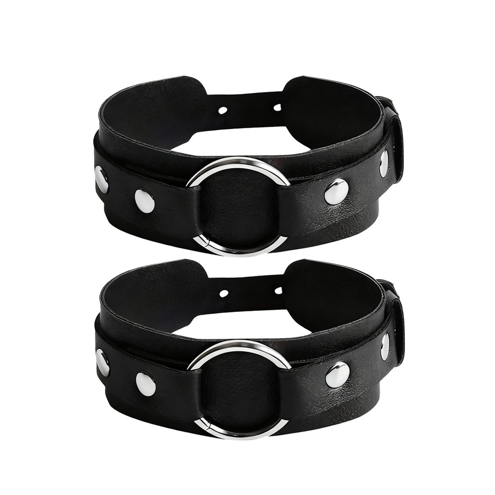 2pcs Leather Arm Bands for Men, Punk Bracelets Adjustable Upper Arm Strap wit...