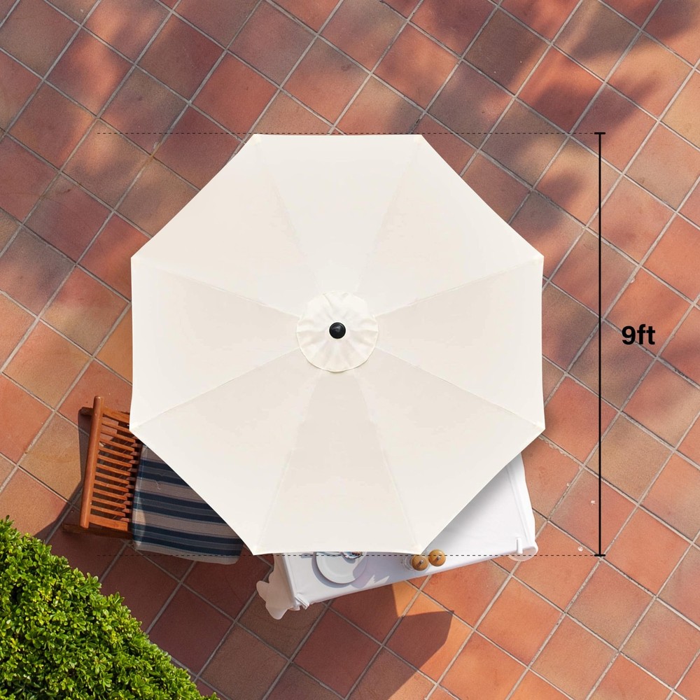 HealSmart 2pcs 9ft Patio Umbrella with Push Button 9FT 2Pack, Beige 2Pack