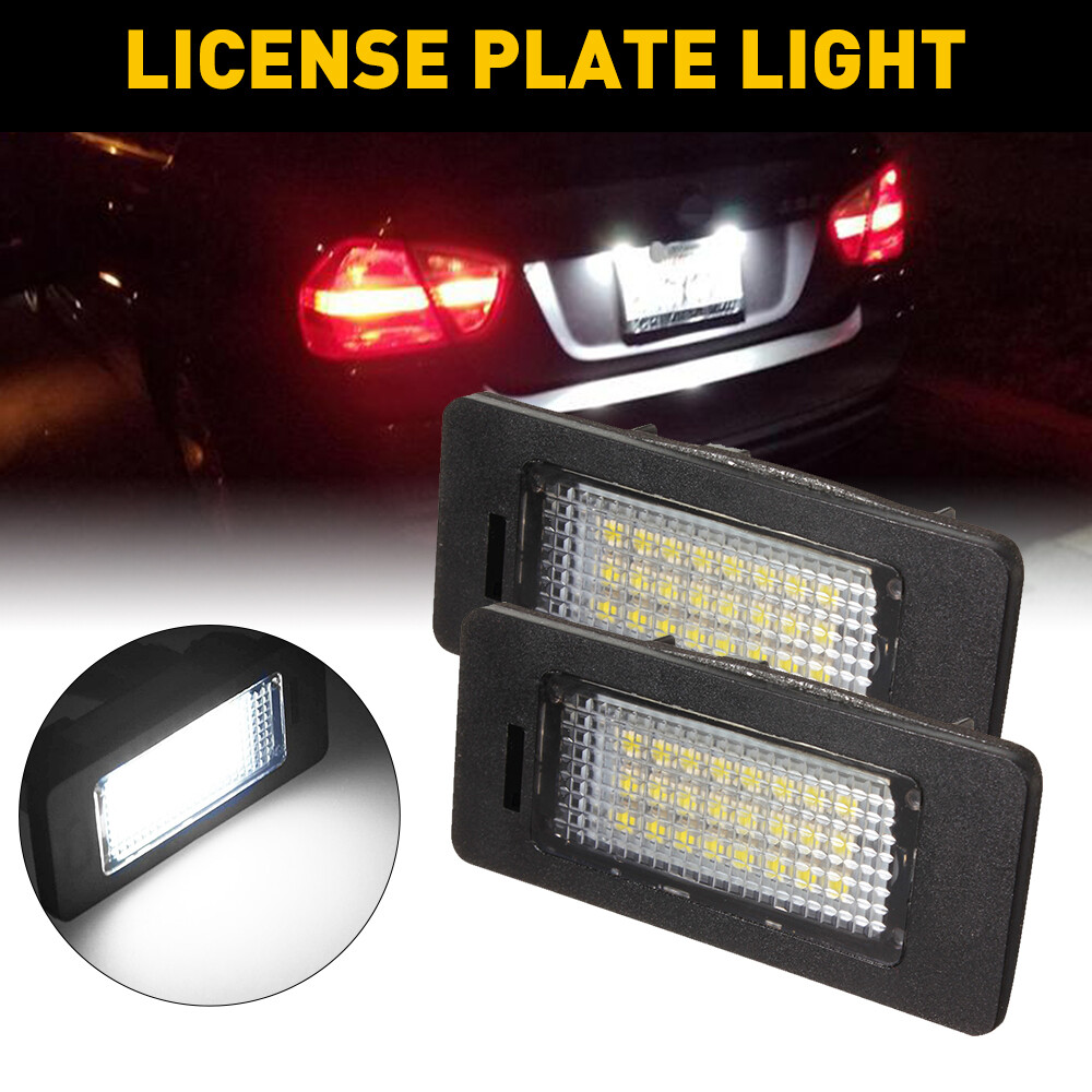 Pair License Plate Lights w/ LED Tag Lamp For BMW E90 E92 E39 E60 E61 M5 E70