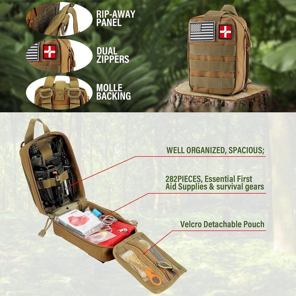 280pcs Emergency Survival Kit with Survival Gear tools first aid backpack GO bag