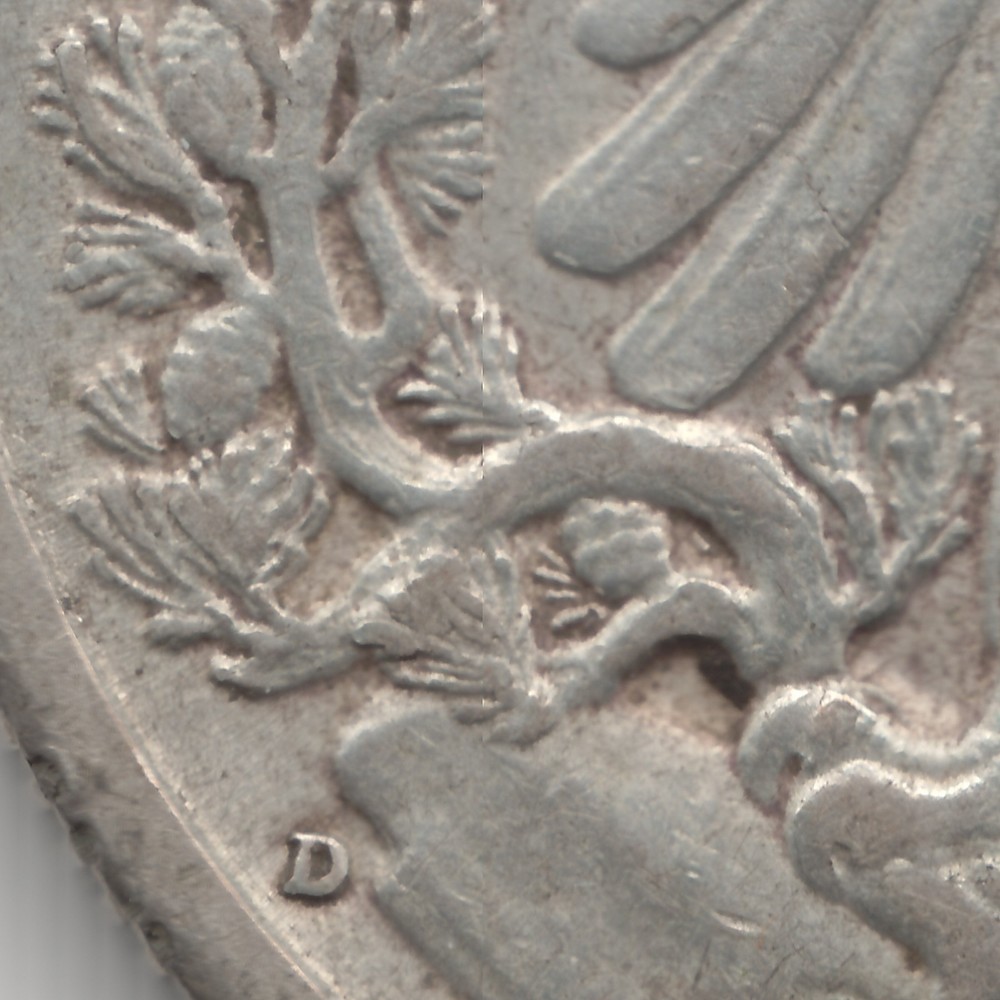 1937 D Walking Liberty Half Dollar, XF, damages