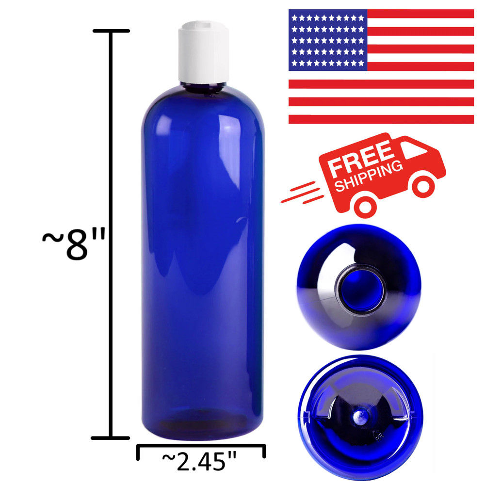 16oz,PET Squeezer Bottle,White/Black Disc.Refillable BPA Free (Bulk)