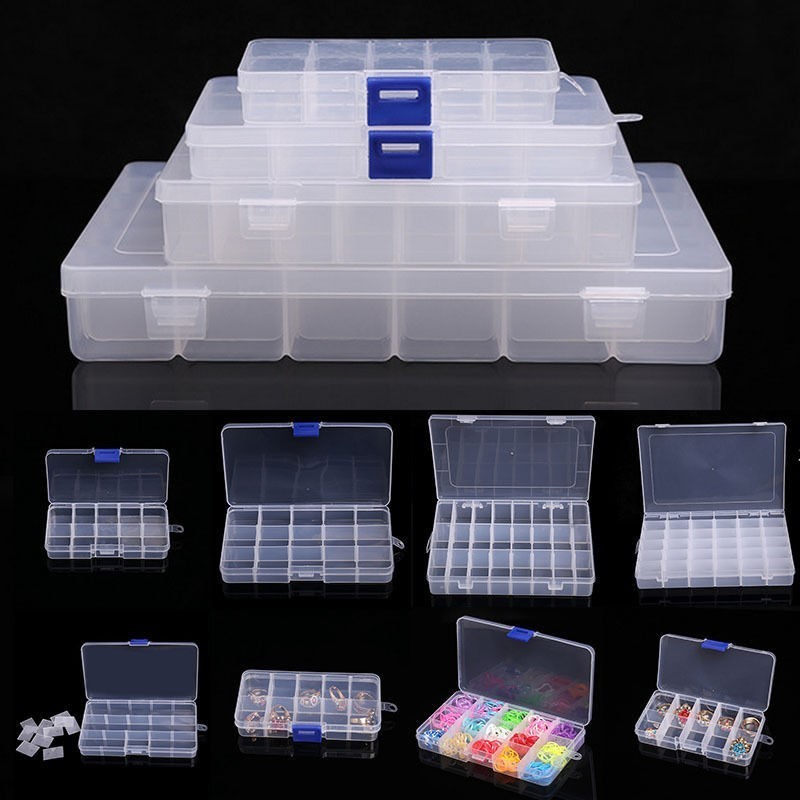 Storage Box Case Organizeis Plastic Portable Storing Transparent Compartment