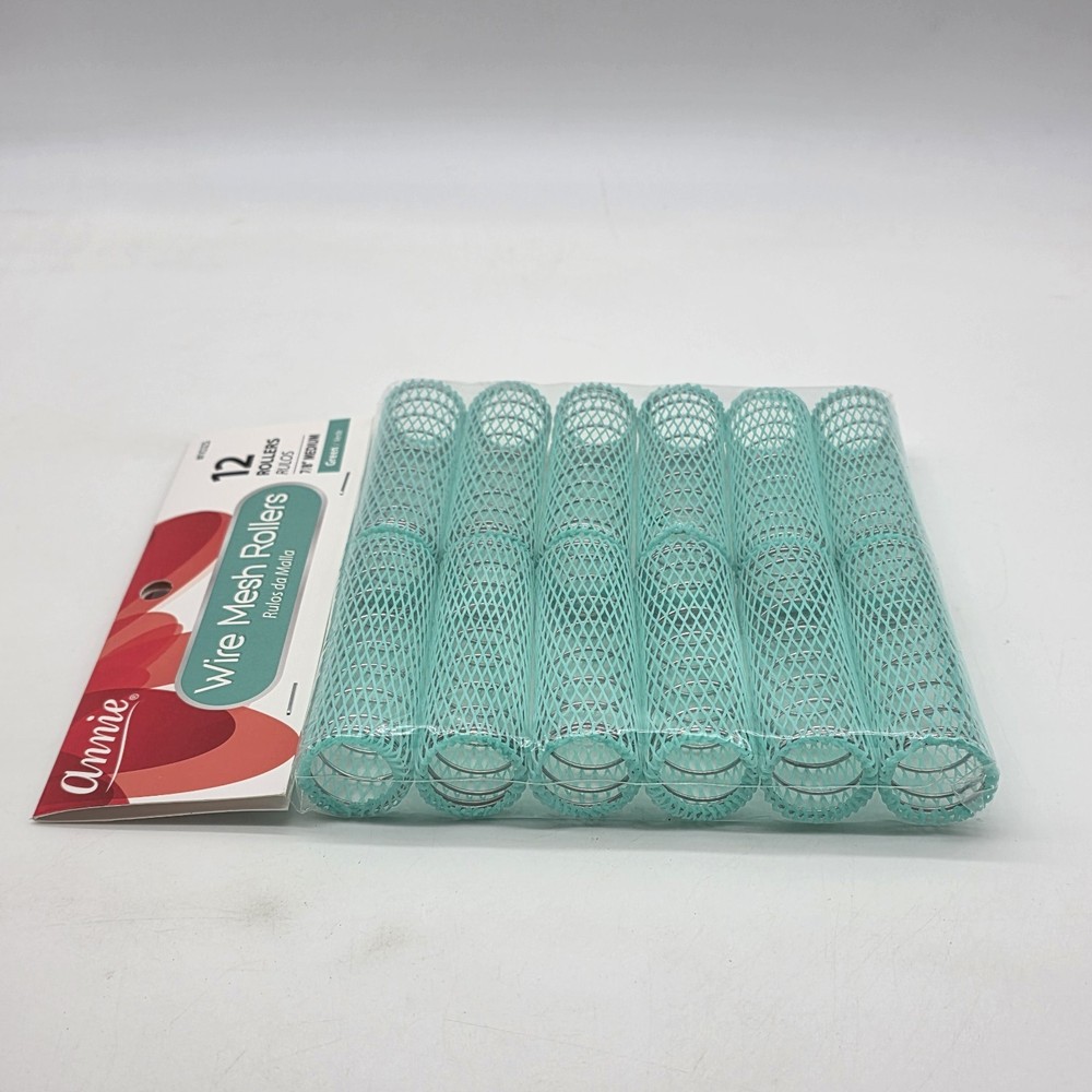 Annie Wire Mesh Rollers 7/8” Medium Green 12pk #1023 Sealed