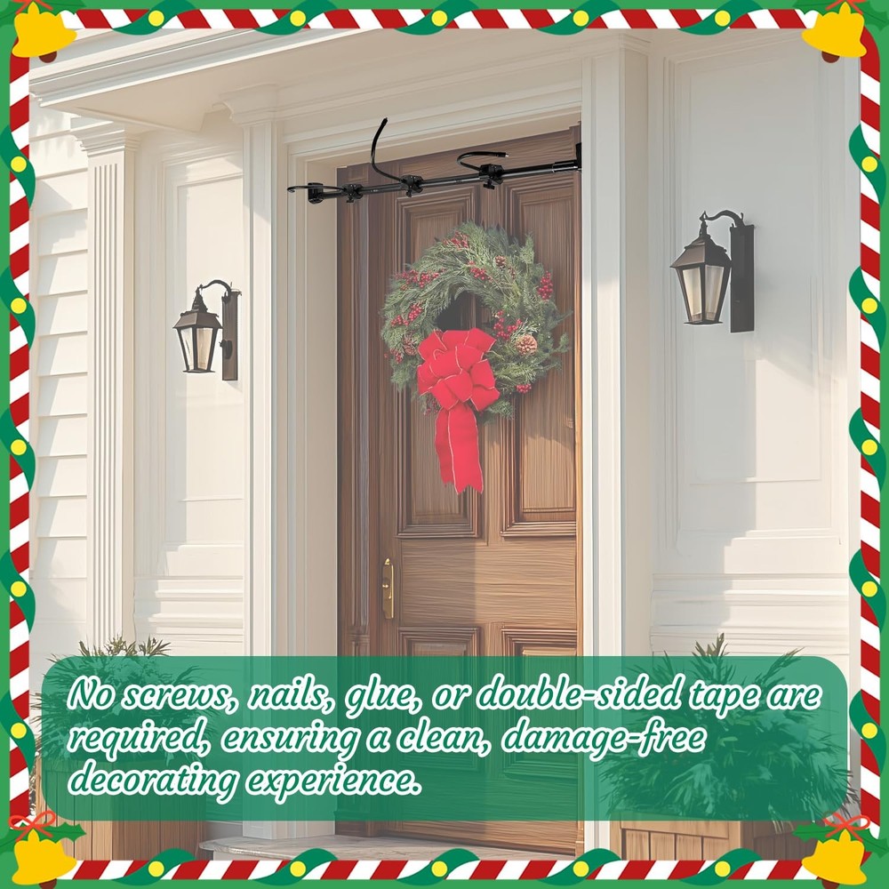 Garland Hanger for Front Door Frame, Adjustable Fits 18"-80" Doors（Large），Hea...
