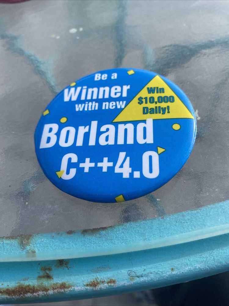 Borland C++ IDE Software Computer MS DOS Windows Vintage Button Pin Pinback