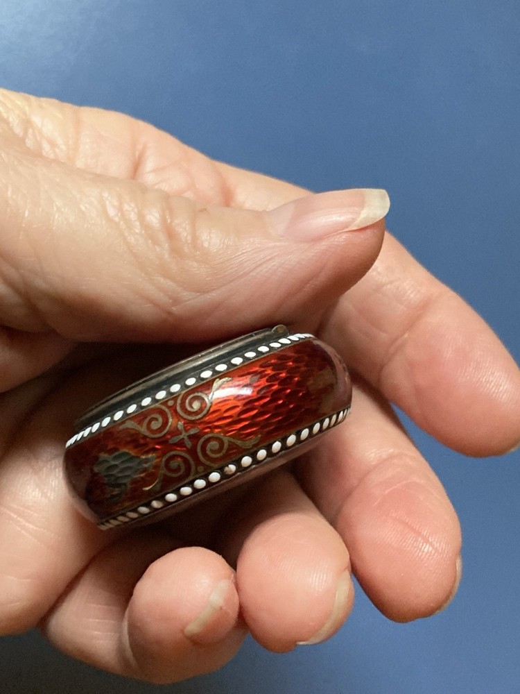 Antique David Andersen Sterling Enamel Snuff Box