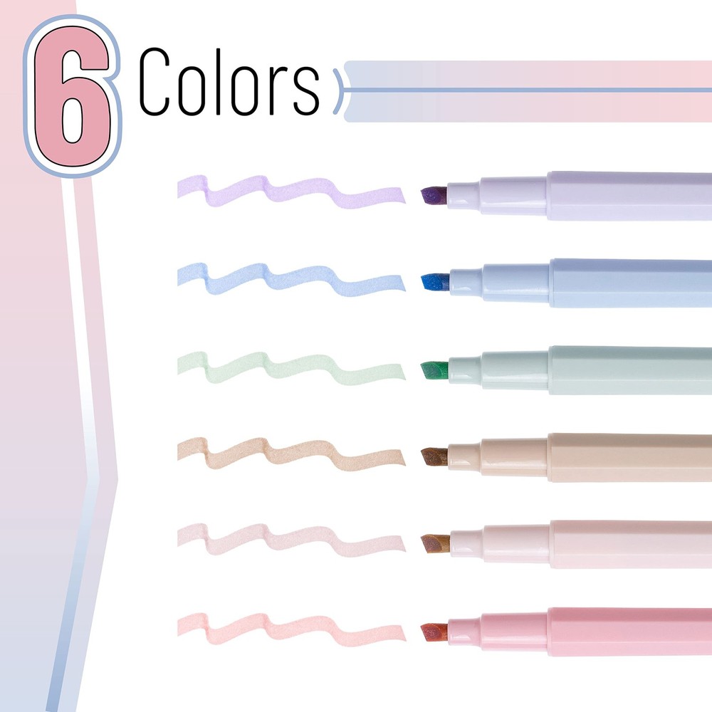 Mr. Pen- Aesthetic Highlighters, 6 Pack, Muted Pastel 6