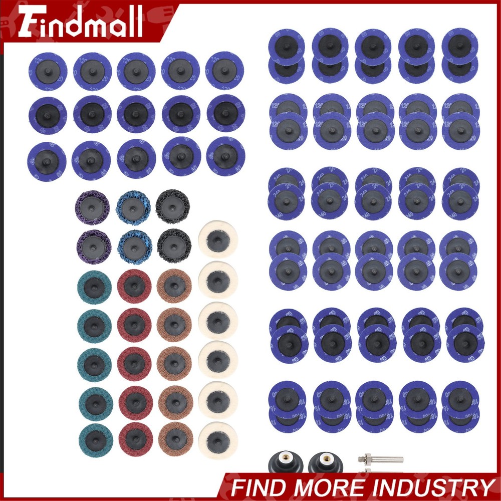 Findmall 104 Pcs 2 Inch Quick Change Sanding Discs Set with 1/4 Inch Holder