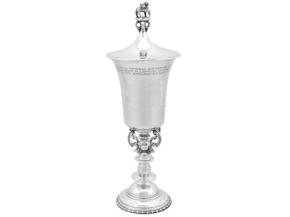 Sterling Silver Cup and Cover by Omar Ramsden - Antique George V (1928)