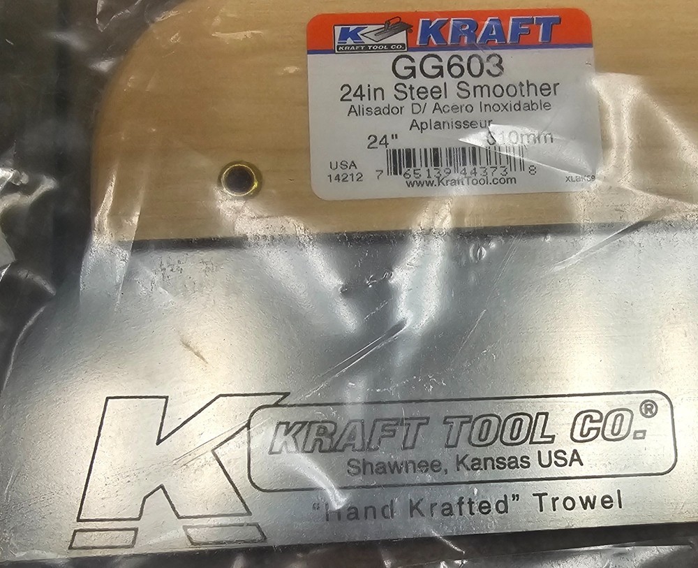KRAFT TOOL GG603 Concrete Smoother,SS,24"