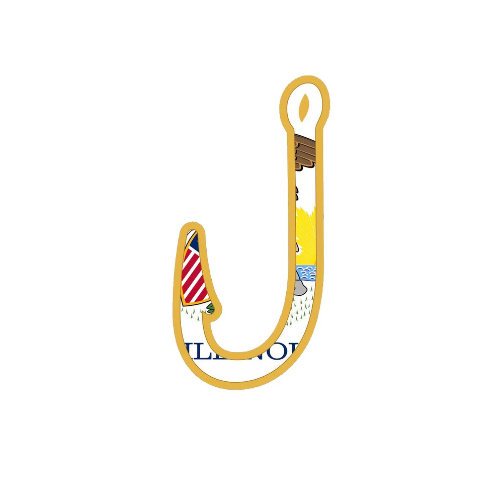 Illinois Fish Hook Sticker Decal