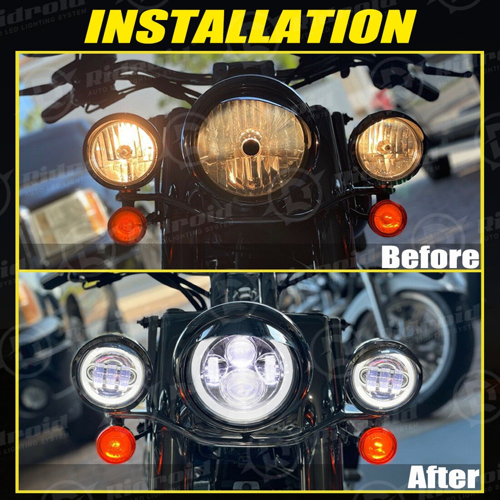 7" LED Headlight+ 4.5 Passing Lights For Harley Davidson Electra Glide Road King