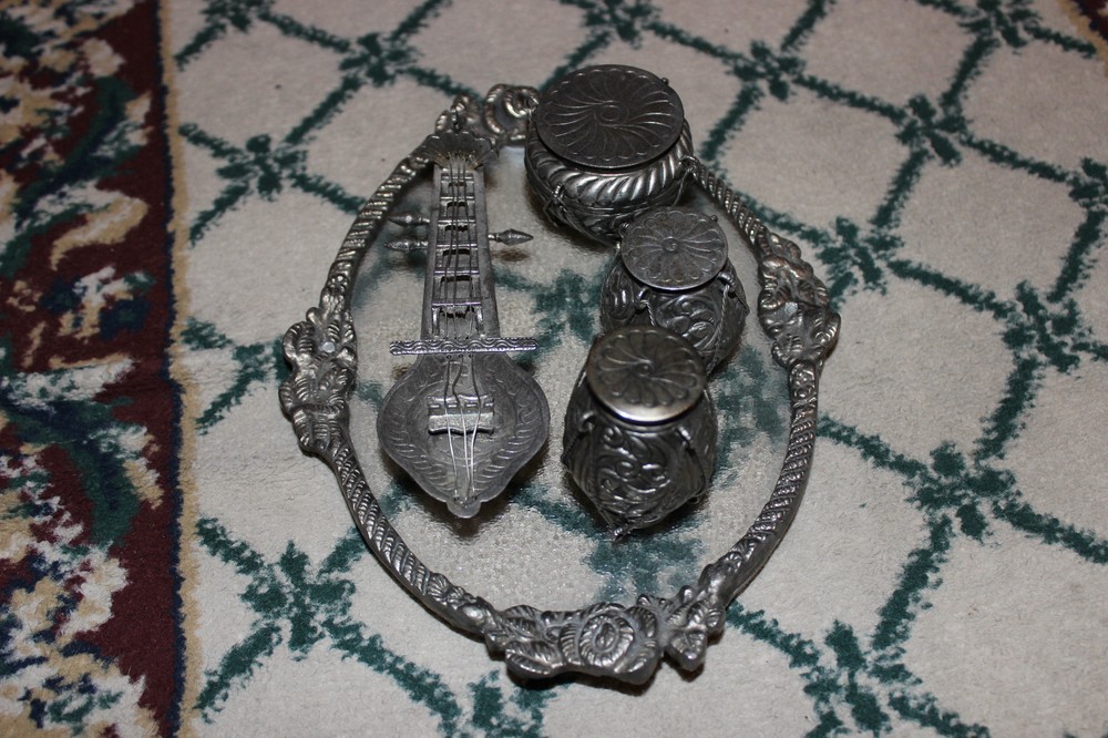 Middle Eastern Stash Pill Containers Tray Resemble Drums Sitar
