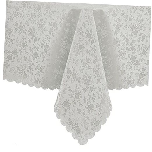 Waterproof Vinyl Tablecloth, Rectangle Heavy 84" x 60" (Rectangular) Ivory