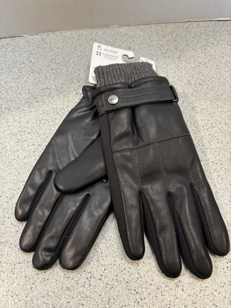 ISOTONER Gloves Mens L Black 4-Way Stretch