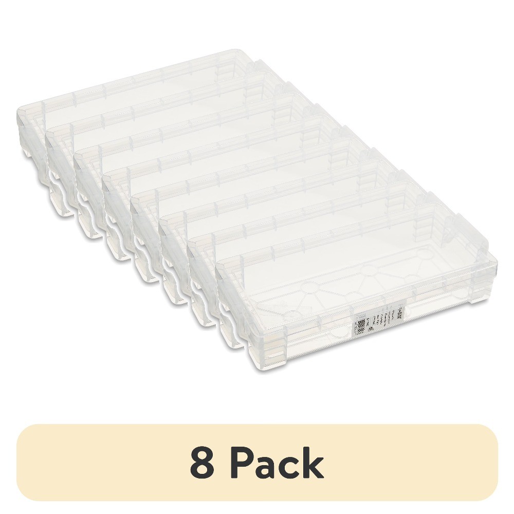 (8 pack) Slim Plastic Storage Box, Clear Desktop New, 1 Couner per Pack