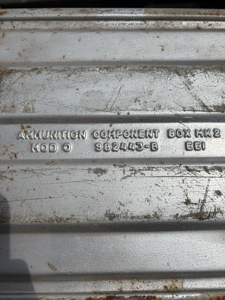 WWII utilized EII Component Box MK2 MOD 9 ammo box. See desc for shipping deets