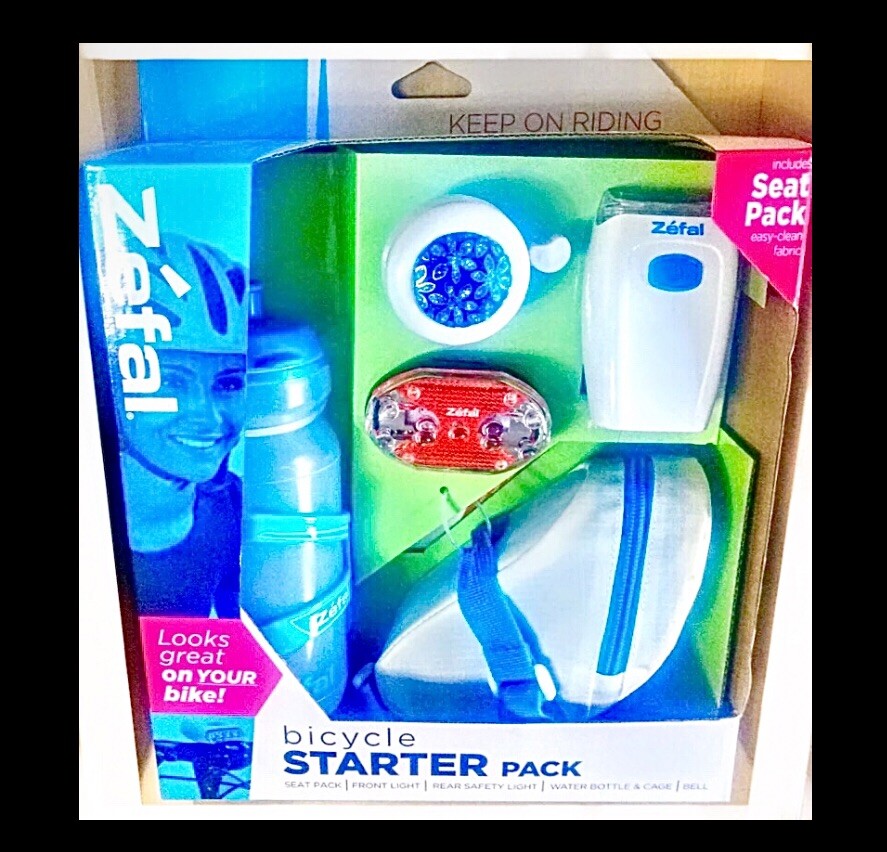 Zefal Bicycle Starter Pack-Front+Rear Lights,bell,seat pack,bottle,bottle cage