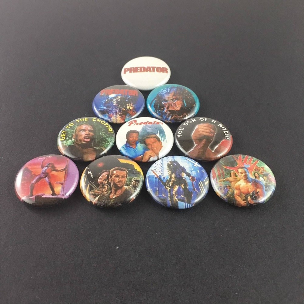 Predator 1" Button Pin Set (10 pins) Action Horror Schwarzenegger Alien Classic