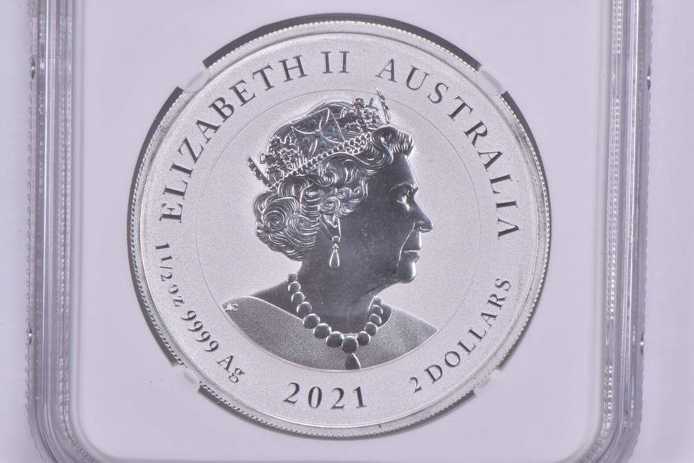 2021 Australia 2 Dollars Silver Spotted Eagle Ray MS70 NGC Brown Label