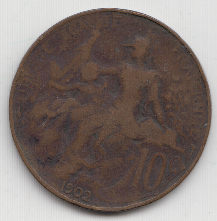 France 10 Centimes 1902 as shown