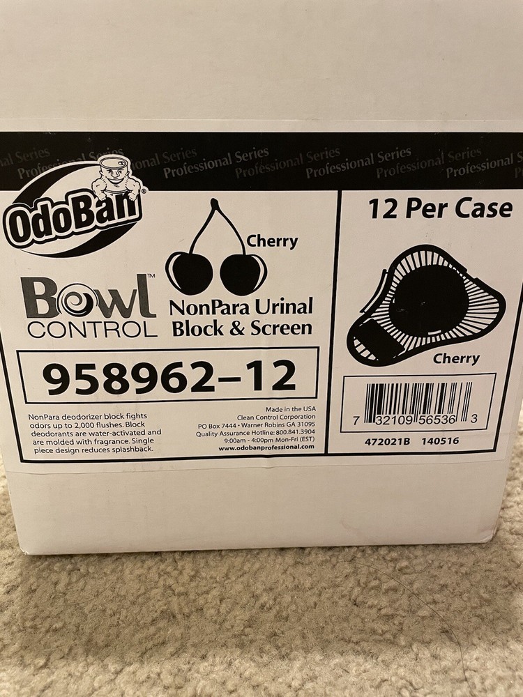 OdoBan Bowl Control Urinal Screen w/ Non-Para Block, 10 Pack, Cherry Scent