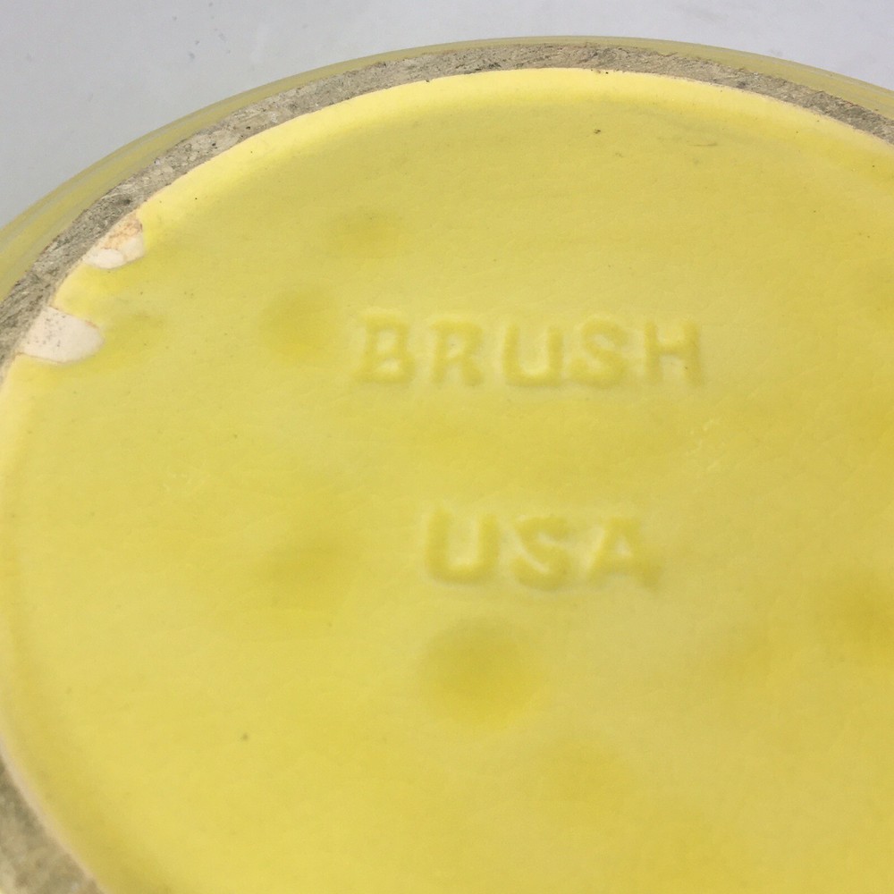 Vintage 8" Brush Pottery Bowl Yellow Beehive pattern Planter