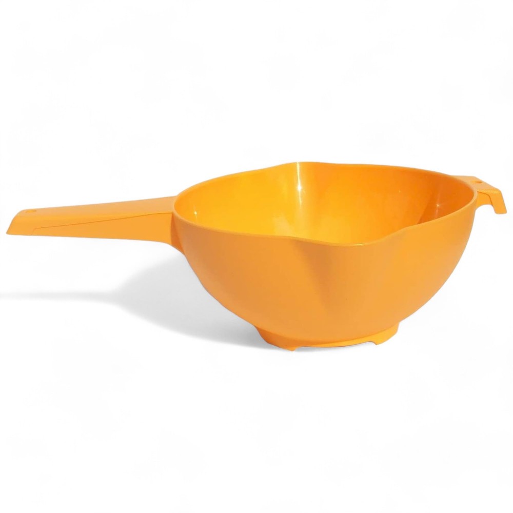 Tupperware 2 Quart Orange Colander Strainer with Handle and Pour Spouts
