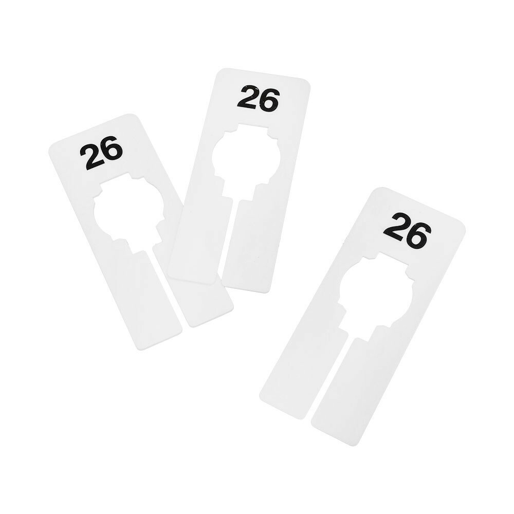 Hangers Retail Clothing 2" x 5" Rectangular Plastic Size 26 Dividers 10Pcs White