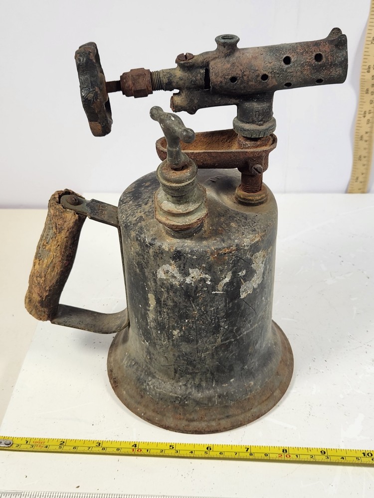 Vintage Blowtorch Cast Iron Red Retro Tool