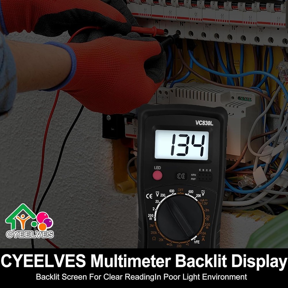 Digital Multimeter Pocket, Multifunction Battery Tester with Backlight Black
