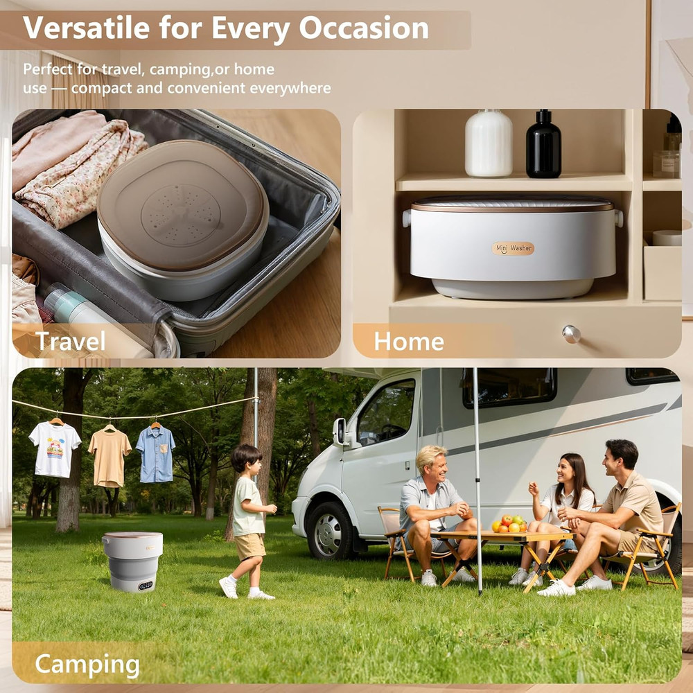 Mini Laundry Machine 16L — Foldable Portable Laundry Machine and Spinner for Bab