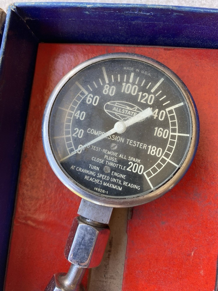 Allstate Engine Compression Tester Gauge, Vtg Automotive Diagnostic Tool