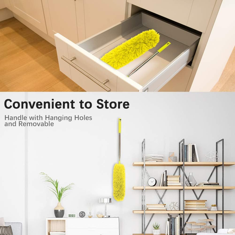 Microfiber Feather Duster Extendable Cobweb Duster with 100 Inches Extra Long Po