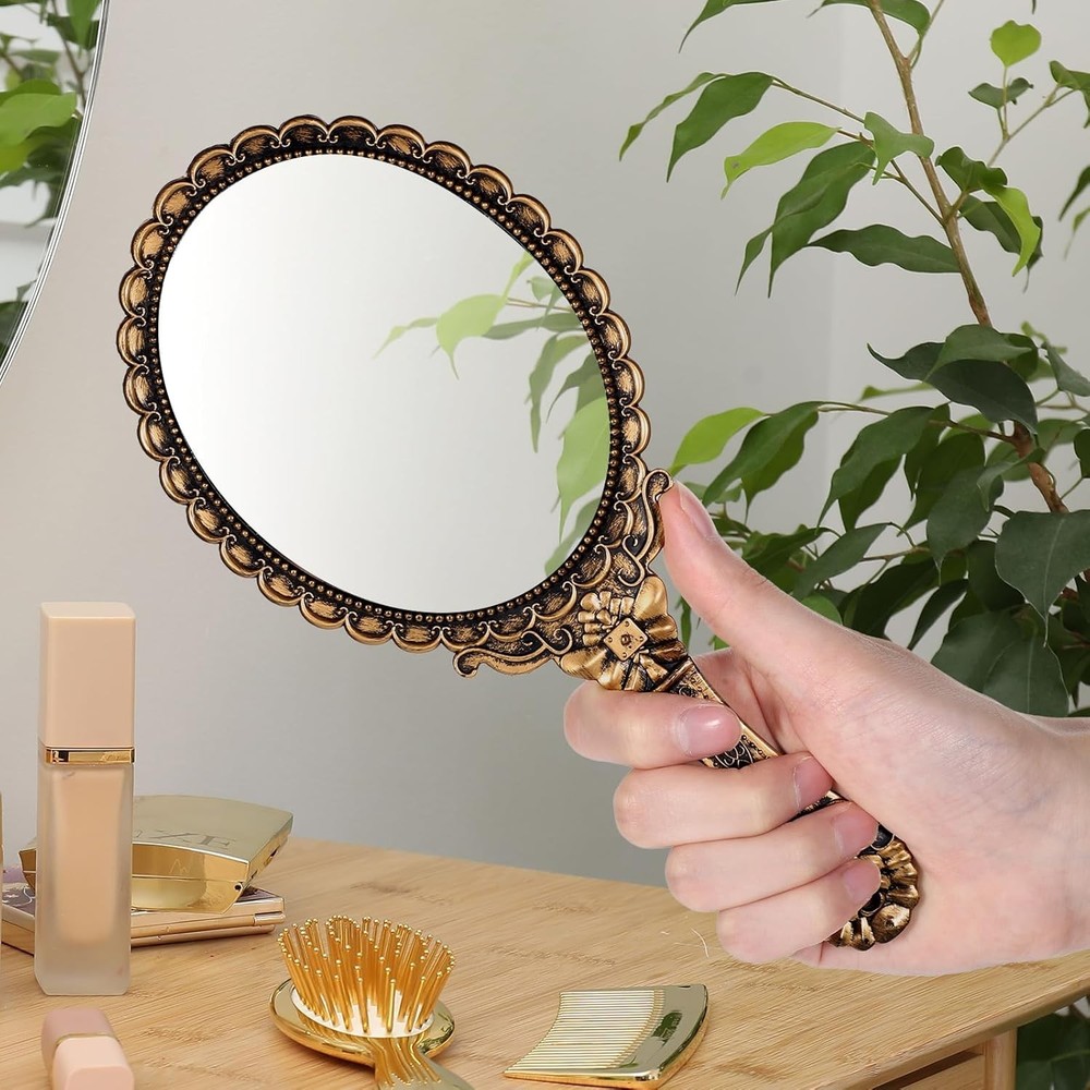 Vintage Hand Mirrors with Handle, Vanity Handheld Makeup Mirror Elegant
