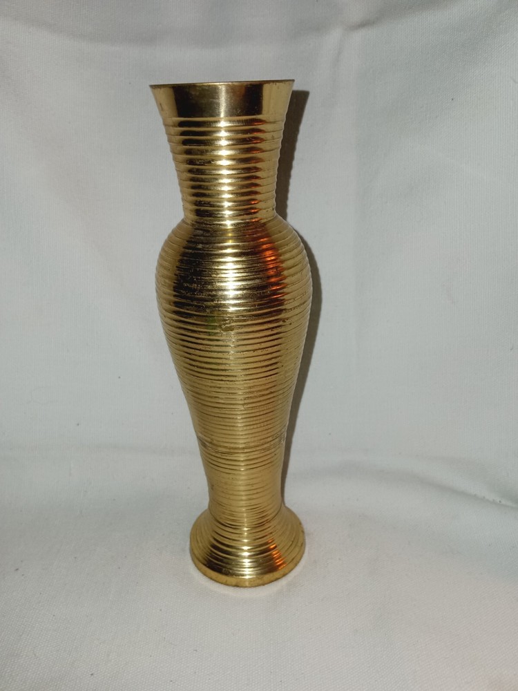 Vintage Brass Vase 8 In Tall