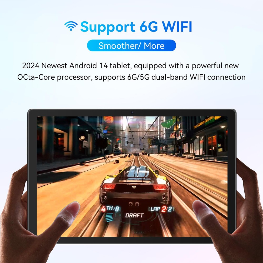2025 10.1" Android Tablet 10+128GB IPS Touchscreen Octa-core Processor Wi-Fi 6