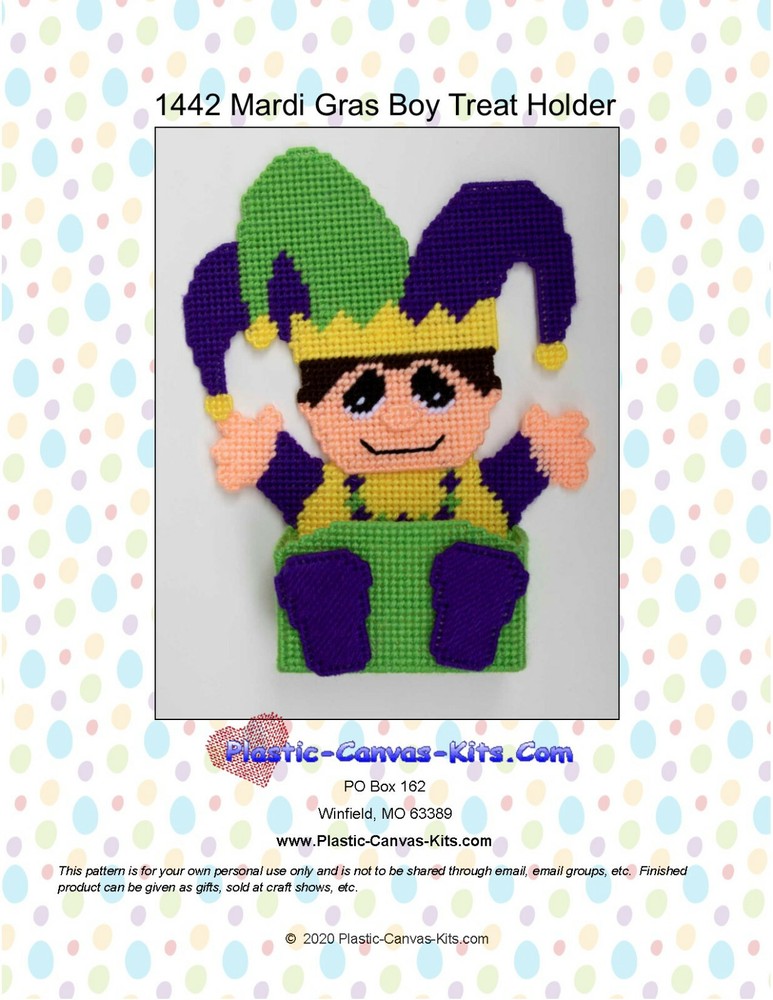 Mardi Gras Boy Treat Holder-Plastic Canvas Pattern or Kit