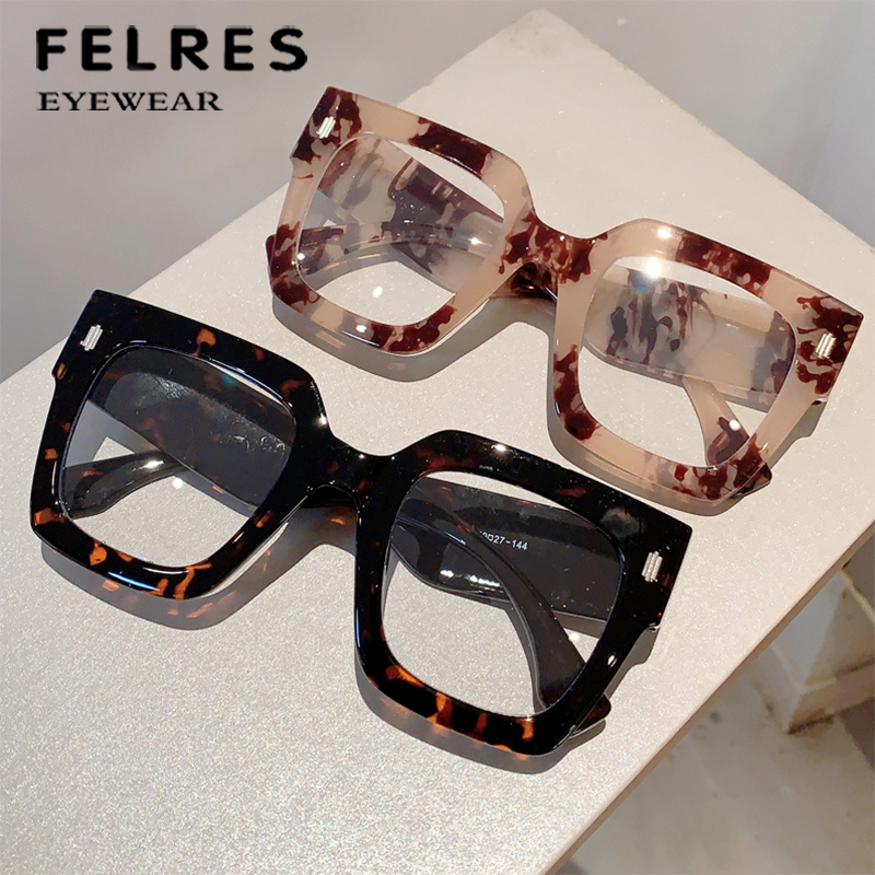 Women Square Blue Light Blocking Myopia Nearsighted Glasses Large Frame Glasses