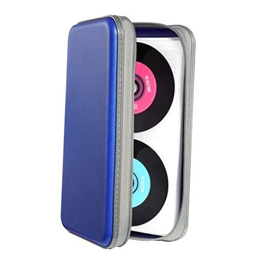 Capacity CD Case,Portable DVD Hard Plastic Case Holder CD Organizer 96 blue