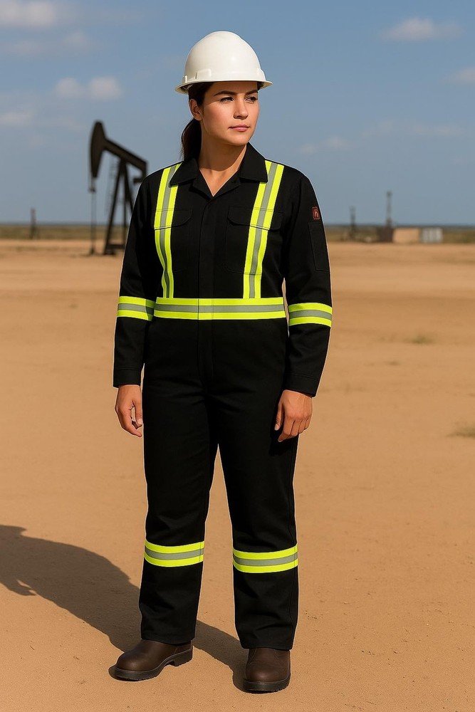 Flame Resistant FR High Visibility Hi Vis Coverall Medium Black