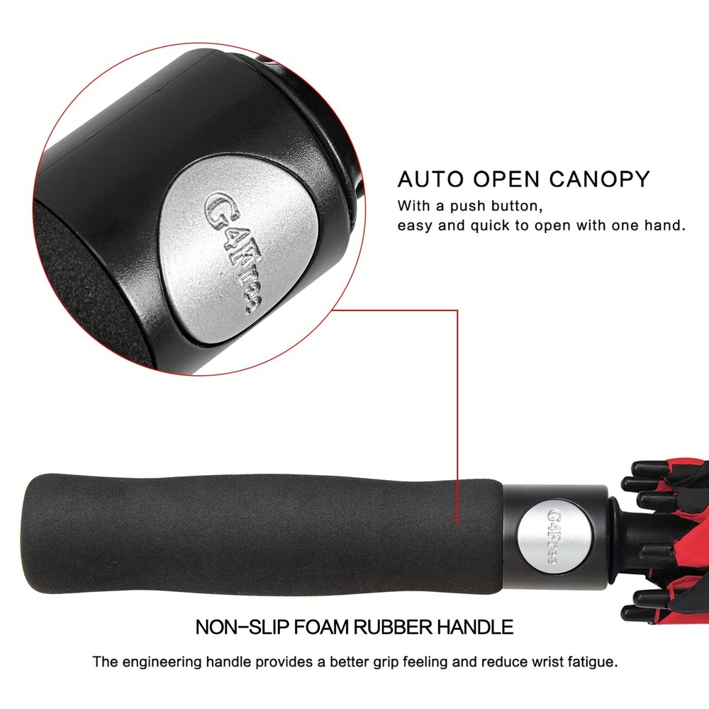 G4Free 54" Automatic Open Golf Umbrella Extra Large Oversize Double Canopy Vente