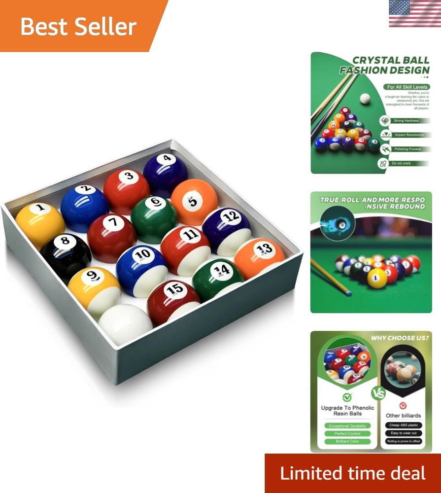 Billiard Balls Set 2-1/4" Regulation Size Pool Table Balls for Replacement 16...