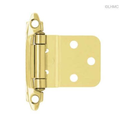 Single 3/8" Offset Self Closing Hinge - Bumpers - Screws -Brass Plated