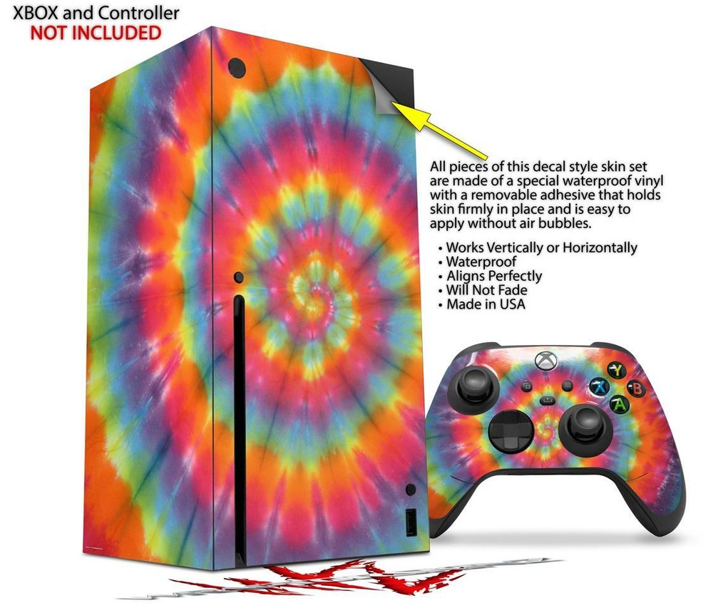 Skins XBOX Series X Console Controller Tie Dye Swirl 107